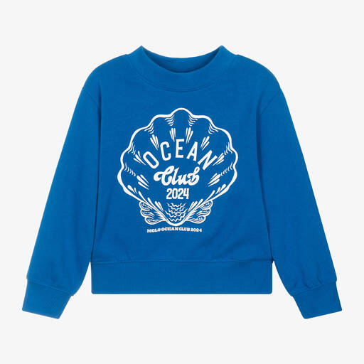 Molo-Girls Blue Cotton Shell Sweatshirt | Childrensalon Outlet