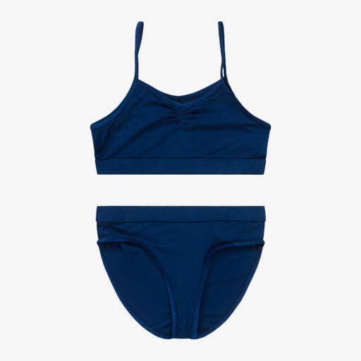 Molo-Girls Blue Crop Top & Briefs Set | Childrensalon Outlet