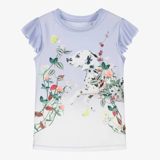 Molo-Girls Blue Dalmatian Sun Top (UPF50+) | Childrensalon Outlet