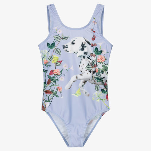 Molo-Girls Blue Dalmatian Swimsuit (UPF50+) | Childrensalon Outlet