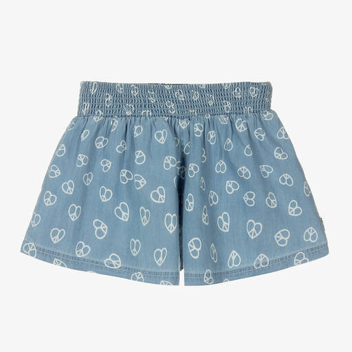 Molo-Girls Blue Organic Cotton Chambray Shorts | Childrensalon Outlet