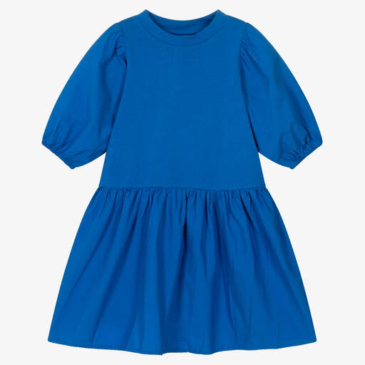 Molo-فستان قطن عضوي بوبلين لون أزرق | Childrensalon Outlet