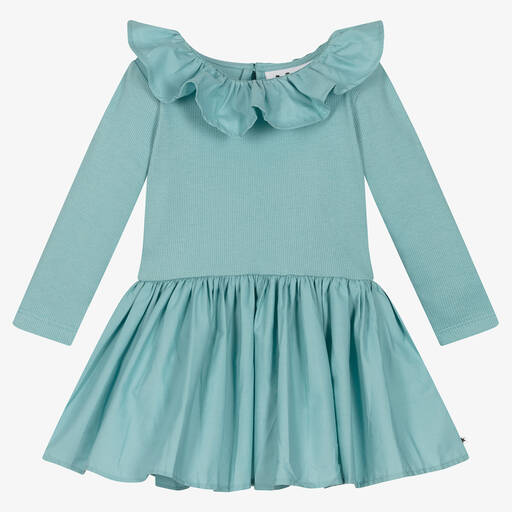 Molo-Girls Blue Organic Cotton Dress | Childrensalon Outlet