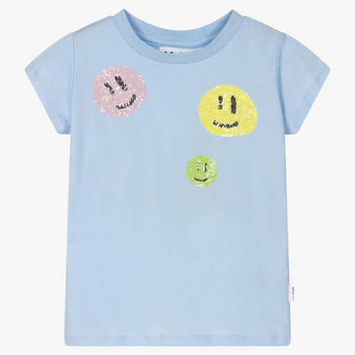Molo-Голубая хлопковая футболка со смайлами | Childrensalon Outlet