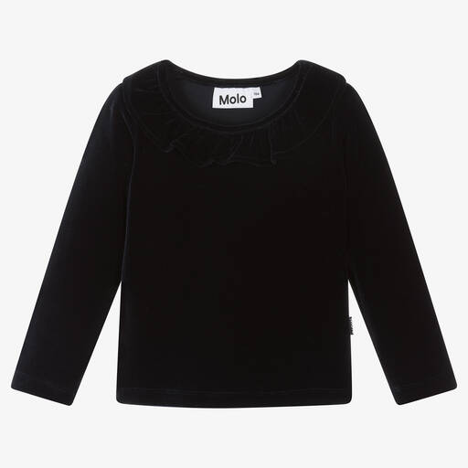 Molo-Girls Blue Velour Top | Childrensalon Outlet