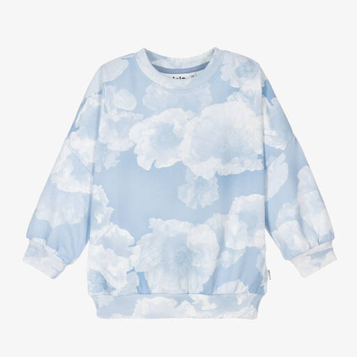 Molo-Girls Blue & White Cloud Sweatshirt  | Childrensalon Outlet
