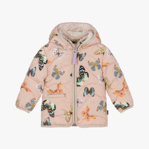 Molo-Girls Blush Butterfly Winter Jacket | Childrensalon Outlet