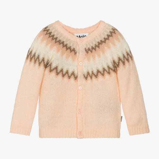 Molo-Girls Blush Pink Fair Isle Knit | Childrensalon Outlet