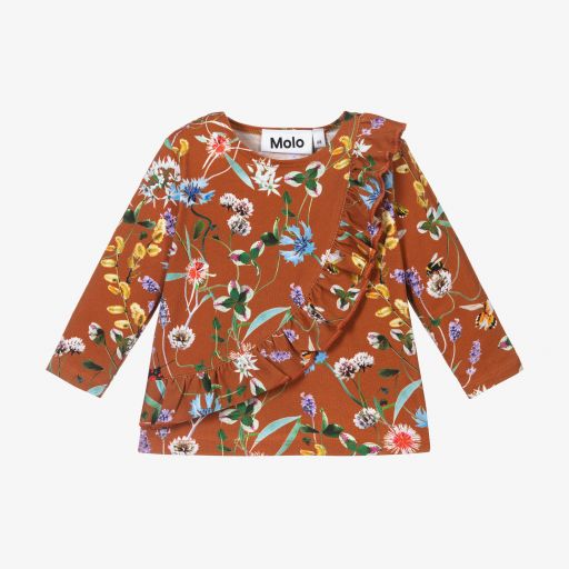 Molo-Girls Brown Organic Cotton Top | Childrensalon Outlet