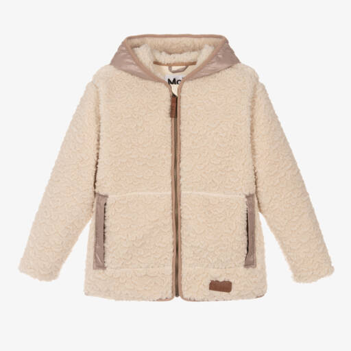 Molo-Girls Cozy Ivory Fleece Hoodie | Childrensalon Outlet