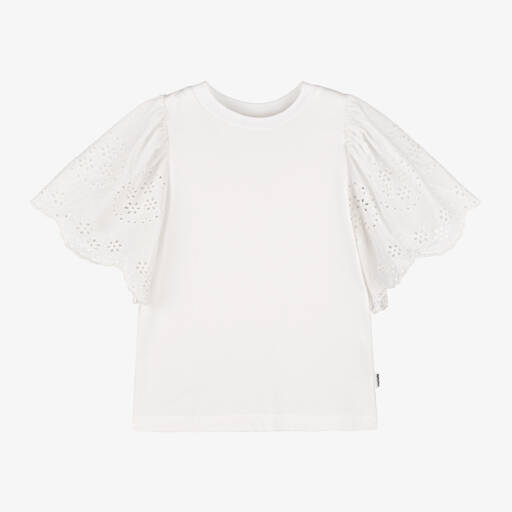 Molo-Белая футболка с вышивкой для девочек | Childrensalon Outlet