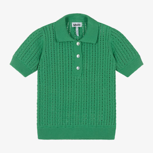 Molo-Girls Emerald Knit Polo Sweater | Childrensalon Outlet
