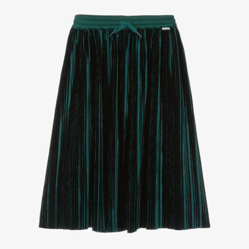 Molo-Girls Emerald Velvet Pleated Skirt | Childrensalon Outlet