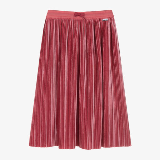 Molo-Girls Flamingo Pleated Velvet Skirt | Childrensalon Outlet