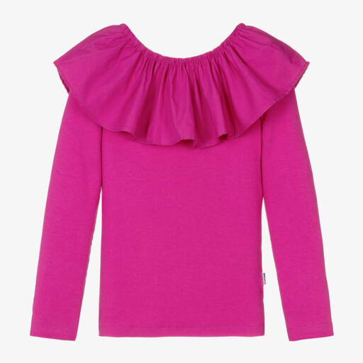 Molo-Girls Fuchsia Organic Ruffle Top | Childrensalon Outlet