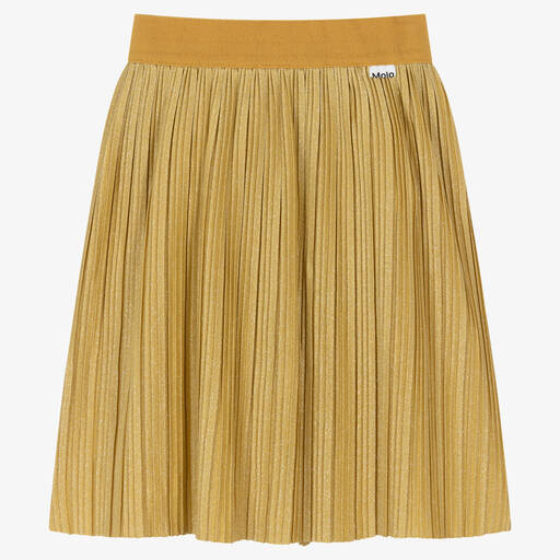 Molo-Girls Gold Sparkly Pleated Skirt | Childrensalon Outlet