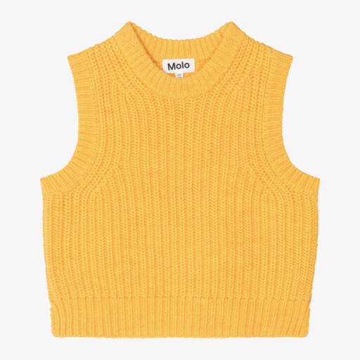 Molo-Girls Golden Wool Knit Vest | Childrensalon Outlet