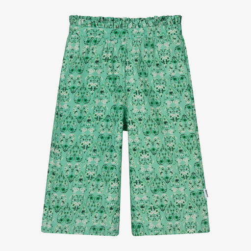 Molo-Girls Green Cotton Floral Heart Trousers | Childrensalon Outlet
