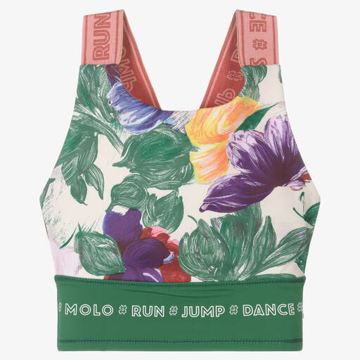 Molo-Girls Green Floral Sports Top | Childrensalon Outlet