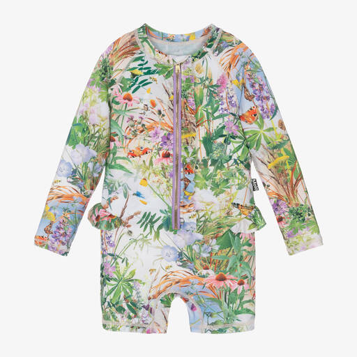 Molo-Girls Green Floral Sun Suit (UPF50+) | Childrensalon Outlet