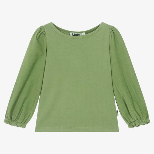 Molo-Haut vert en coton bio fille  | Childrensalon Outlet