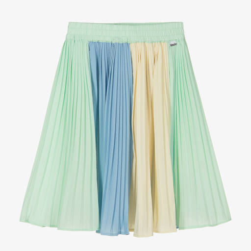 Molo-Girls Green Stripe Pleated Skirt | Childrensalon Outlet