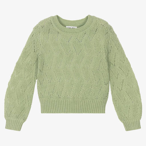 Molo-Girls Green Wool Sweater | Childrensalon Outlet