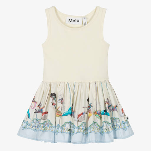 Molo-Girls Ivory Cotton Carousel Dress | Childrensalon Outlet