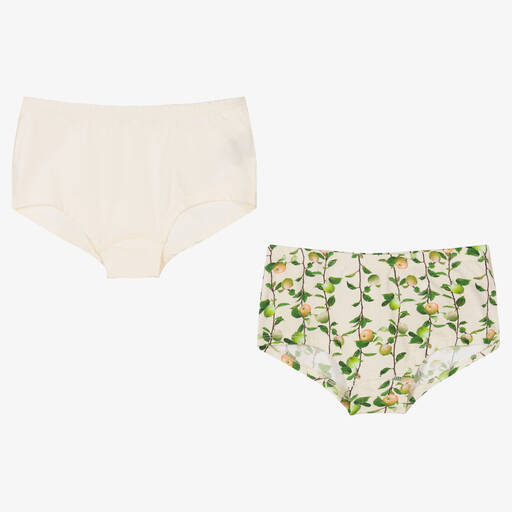 Molo-Girls Ivory & Green Knickers (2 Pack) | Childrensalon Outlet