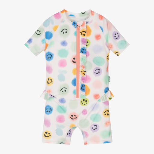 Molo-Girls Ivory Happy Face Sun Suit (UPF50+) | Childrensalon Outlet
