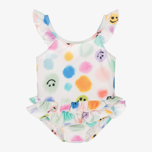 Molo-Girls Ivory Happy Face Swimsuit (UPF50+) | Childrensalon Outlet