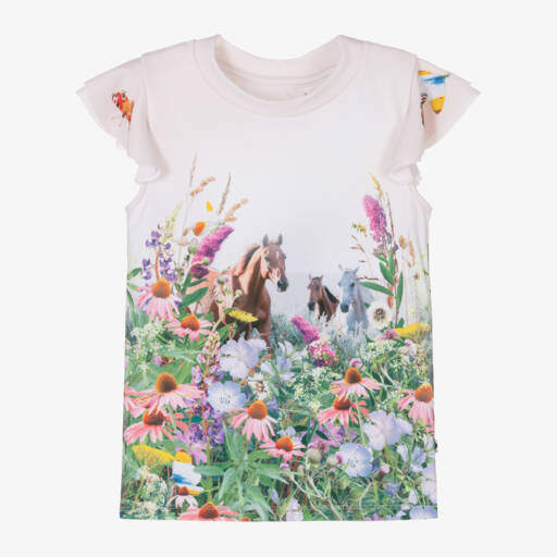 Molo-Girls Ivory Horse Design Swim Top | Childrensalon Outlet