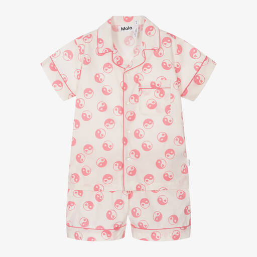 Molo-Girls Ivory Organic Cotton Short Pyjamas | Childrensalon Outlet