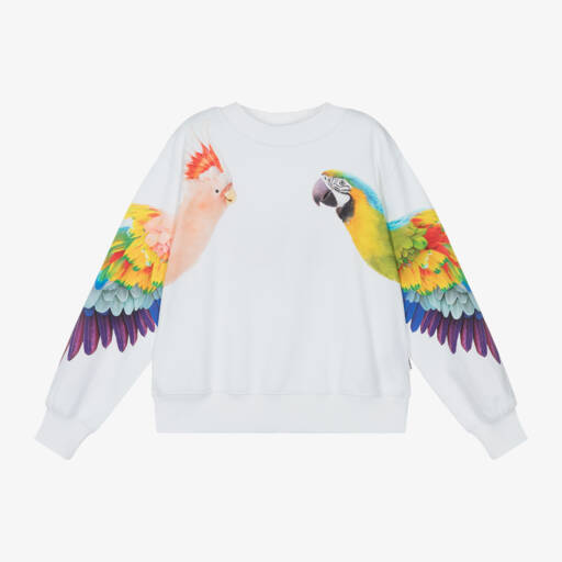 Molo-Girls Ivory Parrot Print Top | Childrensalon Outlet