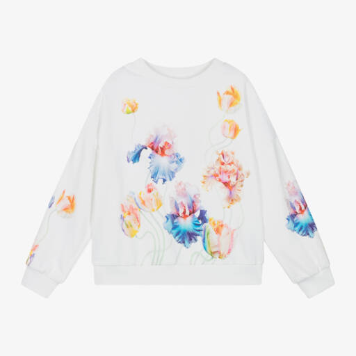 Molo-Кремовый хлопковый топ с лепестками для девочек | Childrensalon Outlet