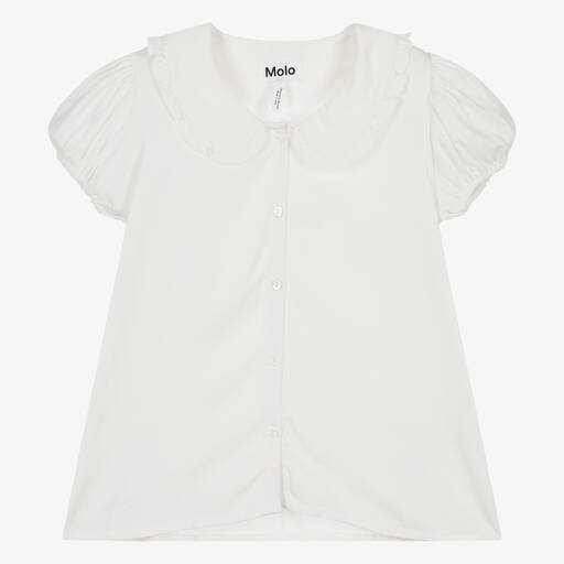Molo-Girls Ivory Puff Sleeve Viscose Blouse | Childrensalon Outlet