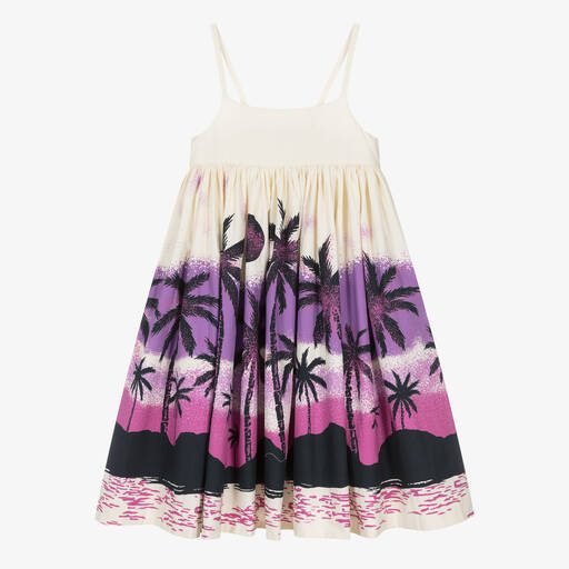 Molo-Girls Ivory & Purple Cotton Dress | Childrensalon Outlet