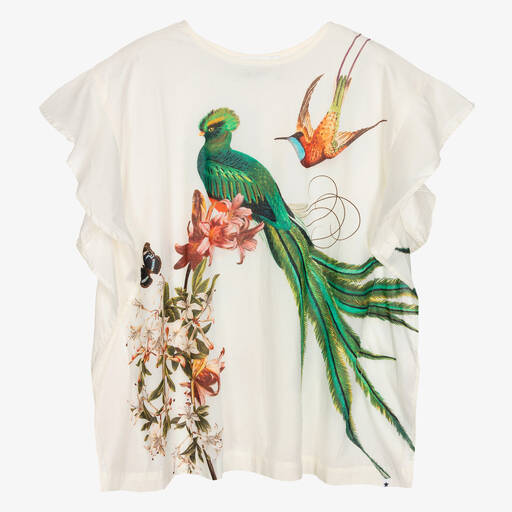 Molo-Girls Ivory Tropical Bird Beach Dress | Childrensalon Outlet