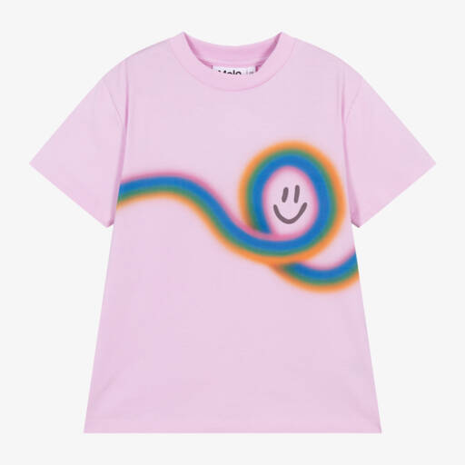 Molo-Girls Lilac Smile Cotton Tee | Childrensalon Outlet