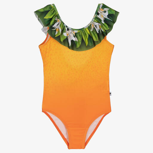 Molo-Girls Orange Swimsuit (UPF50+) | Childrensalon Outlet