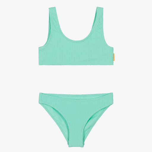 Molo-Girls Pale Green Ribbed Bikini (UPF50+) | Childrensalon Outlet