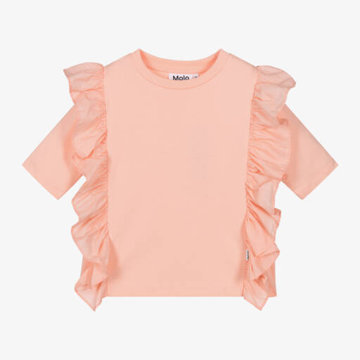 Molo-Футболка с рюшами из персикового хлопка для девочек | Childrensalon Outlet