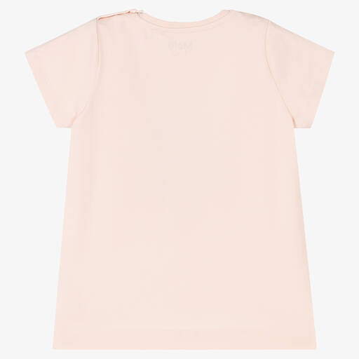 Molo-Girls Pink Cotton Bird T-Shirt | Childrensalon Outlet