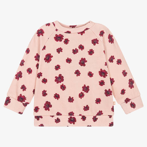 Molo-Girls Pink Cotton Floral Sweatshirt | Childrensalon Outlet