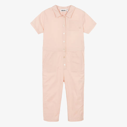 Molo-Girls Pink Cotton Jumpsuit | Childrensalon Outlet