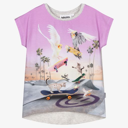 Molo-Girls Pink Cotton T-Shirt | Childrensalon Outlet