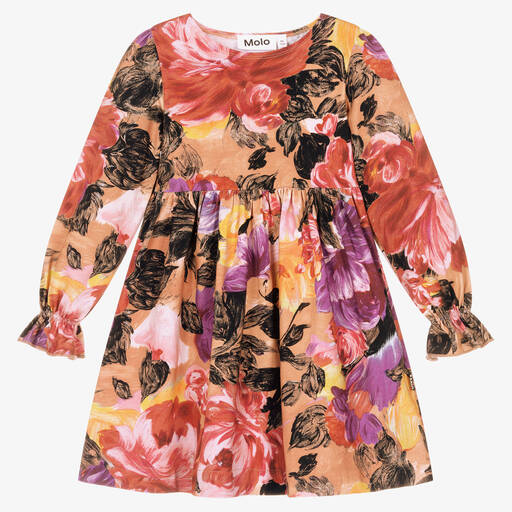 Molo-Girls Pink Floral Cotton Dress | Childrensalon Outlet