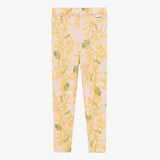 Molo-Girls Pink Floral Merino Wool Leggings | Childrensalon Outlet