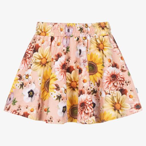 Molo-Girls Pink Floral Organic Cotton Skirt | Childrensalon Outlet