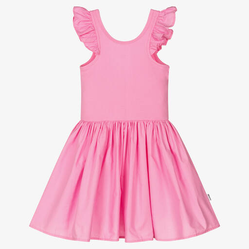 Molo-Girls Pink Organic Cotton Dress | Childrensalon Outlet